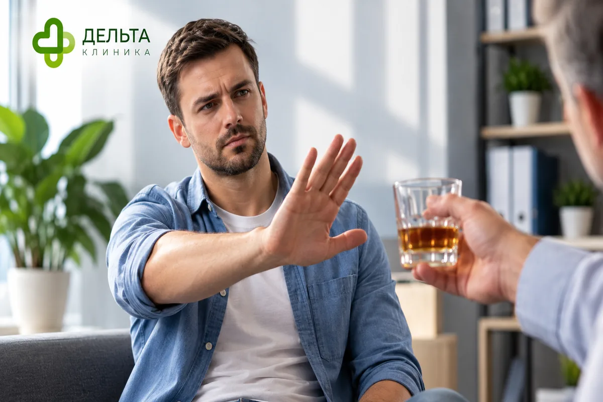Мужчина отказывается от спиртного